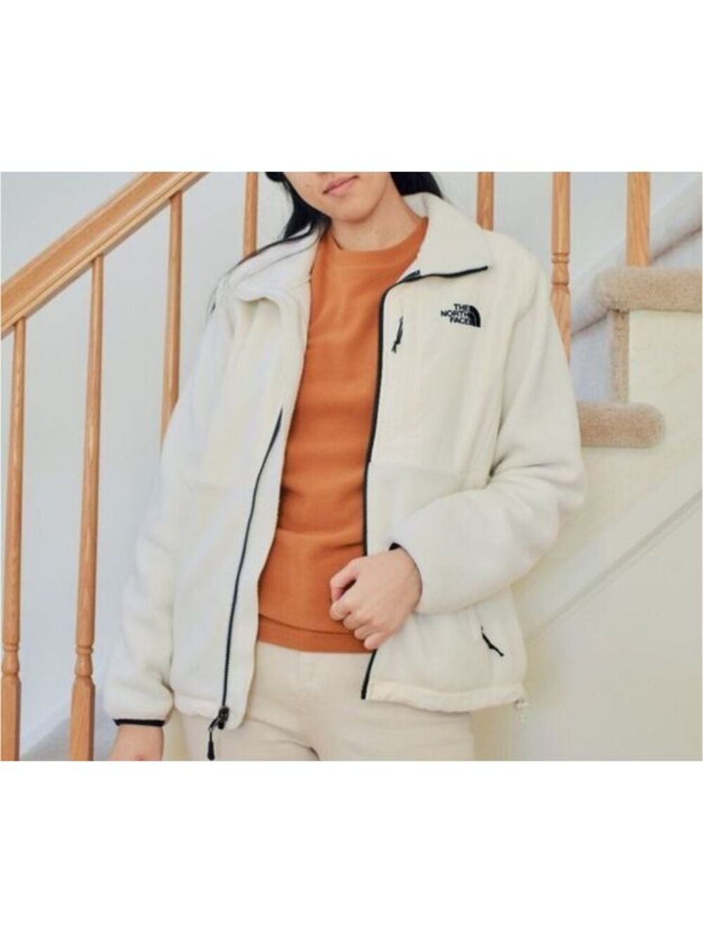 Size M - The North Face Denali Fleece Jacket Cream/White